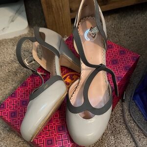 Gray and Cream Women's Heels